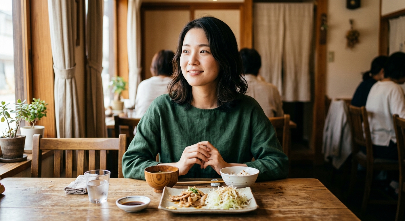 Young woman pausing at 80% full